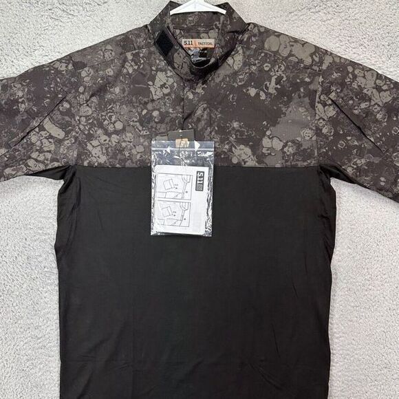 5.11 Tactical Pullover Shirt Camo TDU Rapid Men Large Black Hunting Military NEW - Picture 1 of 9